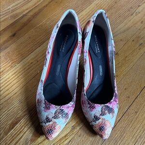 Rockport Women's Floral Heels - Pink and Brown Sz 9.5💕Very comfortable💕